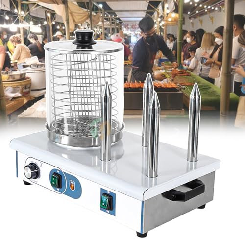 forplubossmmp Hot Dog & Bun Warmer | Sausage Grill Cooker Hot Dog Maker for Home/Commercial | Place 15-20 Sticks At A Time | Stainless Steel | Temperature Control 50-200℃ | With Heating Rods,4-stick