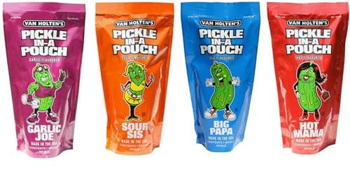 Van Holten's Pickle in a Pouch 4 Variety Pack | Hot Mama, Big Papa, Garlic Joe, Sour Sis | American Pickles