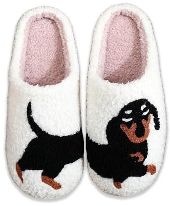 NIBESSER Pantofole Invernali Donna Pelose Calde Ciabatte Uomo Invernali con Pelo Morbide Ciabatte Casa Pantofole Peluche Donna Antiscivolo Slippers, Bassotto, 36/37 EU