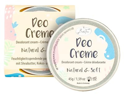BadeFee - Deocreme vegan Natural & Soft (duftfrei-neutral) 50 ml - Feste Deo Creme mit Sheabutter, Kokos- & Mandelöl ohne Aluminiumsalze & Tierversuche - 24h Antitranspirant für empfindliche Achseln