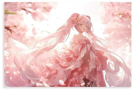 HGEIK Anime-Poster, Motiv: Mädchen, Hatsune Miku, 20, Leinwand-Poster, Schlafzimmer, Dekoration, Landschaft, Büro, Raumdekoration, Geschenk, 30 x 45 cm