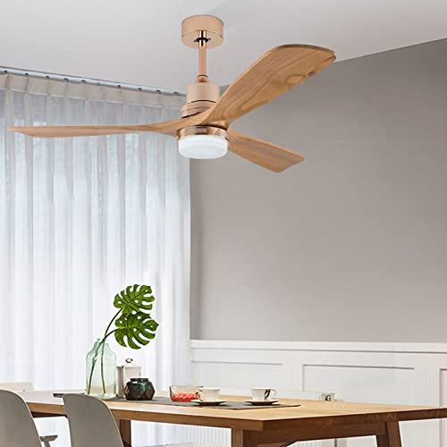 MEIYIYA Chandelier, 48 Gold Ceiling Fan with Lights Remote Control Tropical Outdoor Ceiling Fans Modern Ceiling Fan with Lights 3 Color Dimmable 6 Speed Reversible Ceiling Fan for Living Room Dining