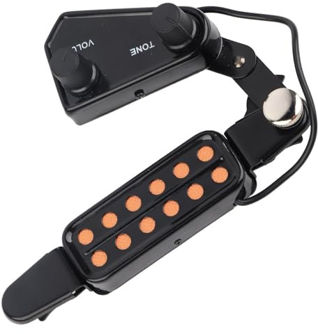 Kit de Transducteur de Micro de Guitare Acoustique Magnétique à 12 Trous Sonores Amplifiant Le Son de Guitare pour la Plupart des Joueurs de Guitare Acoustique