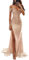 YIANN Robe de bal à paillettes scintillantes pour femme avec épaules dénudées, longue robe de soirée formelle avec fente, rose gold, 38