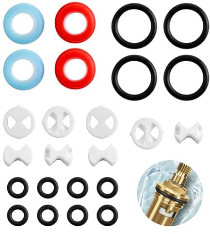 Lot de 24 cartouches de rechange pour robinet mitigeur avec disques 1/2 tour en silicone céramique joints toriques pour réparation de fuites de robinet d'évier de cuisine