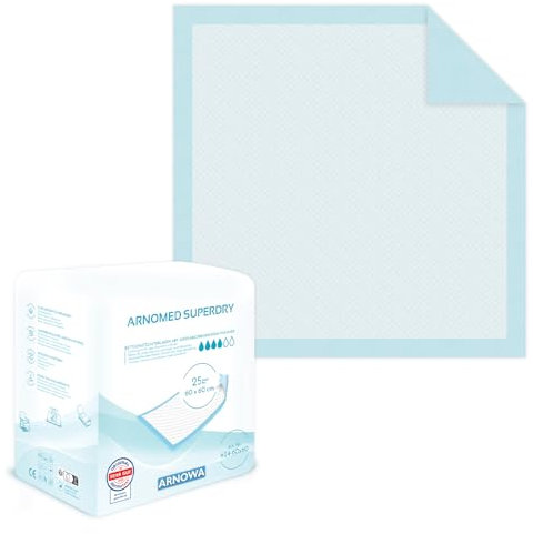 100x ARNOMED Inkontinenzunterlage Einweg, saugfähige Krankenunterlagen 60x60cm, Baby Wickelunterlage Einweg, 5-lagige Zellstoff Unterlagen Bett bei Inkontinenz, Betteinlagen Einweg, Wickelunterlage