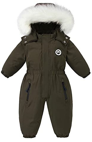 Combinaison de Ski Enfant Garçon à Capuche Imperméables Coupe-Vent Vêtements de Ski Fille Chaude Combinaisons de Neige Hiver Salopettes Veste Snowsuit Jumpsuit de Sports Coupe-Vent Garçon 2-5 Ans