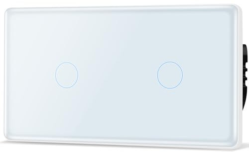 TAWOIA Interruptor de luz táctil de 1 vía, empotrable, con placa de cristal curvada 2,5D, 86 x 157 mm, color blanco