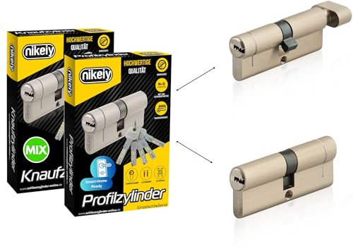 GERCAR Pro+ Cylindre de Serrure Débrayable – 2 cylindres profilés ou à bouton, combinaison libre de cylindres de tailles différentes avec la même clé - avec 10 clés - Configuration personnalisée