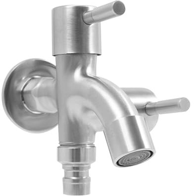 OUBUBY 1/2 Zoll Garten Wasserhahn Keramischer Kugelhahn Aussen Frostsicher Auslaufhahn mit Doppel Kugel Auslaufventil für Garten Waschmaschine Regentonne (Silber)