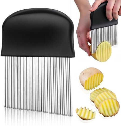 YUXIANLB Wellenschneider Edelstahl Wellenmesser Riffelmesser für Pommes Gemüse Obst Küchenwerkzeug mit Wellenklinge (14x9,5 cm) Kartoffelschneider Edelstahl Gurkenschneider