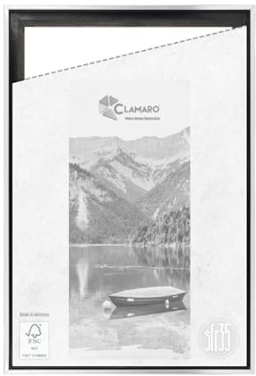 CLAMARO 'SFR35' Schattenfugenrahmen für DIN A3 (29,7 x 42 cm) Keilrahmen | Schwarz Silber | MDF-Holz Bilderrahmen für Keilrahmen Leinwände inkl. Aufhänger und Montagematerial