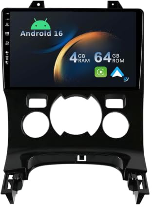 YUNTX [4+64G] Android 16 Autoradio für Peugeot 3008 5008 [2009-2018]-[Integriertes CarPlay/Android Auto/GPS]-9” IPS Touchscreen-Lenkradsteuerung/MirrorLink/Bluetooth 5.0/WiFi/USB/Kamera