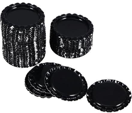 HEALSOPTHY 100 Stück Bierflaschen Kronkorken Dekorative Kappen für Heimfeiern Schwarze Metallkappen Blech zum Verschließen von Flaschen für Dekoideen