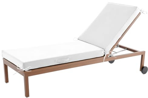 Aocase Sonnenliege Auflage, Deckchair Auflagen, Liegenauflagen für Gartenmöbel Wasserdicht, liegestuhl Auflage Mit Einstellband,für Sonnenliege Gartenmöbel Matratze,Weiß,188x58x10cm