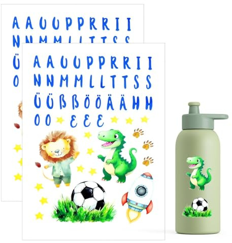 KQDRAVINE 2x belohnungssticker für Trinkflaschen Brotdose Personalisiert Wasserfest Rub On Fußball Sticker Dino Sticker Buchstaben Aufkleber Fahrrad Aufkleber Buchstaben Rub Ons Folie für Scrapbooks
