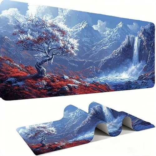 Wasserfall Baum Mauspads, Mauspad XXL 60x30CM Gaming, schreibtischunterlage Gaming Tastatur Matte, Große Schreibtisch Matte, Großer Erweiterter Schreibtisch Schutz Für Home Office Studium j0xk-306