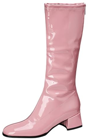 Cocey Stivaletto da donna in pelle lucida | tacco da 4,5 cm con punta quadrata, cerniera laterale per ufficio e uso quotidiano, Colore: rosa., 37 EU