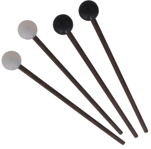 ARTSEWPLY 2 Paar Zungentrommel Schlagzeugschlägel aus Holz und Gummi Übungs Drumsticks für Anfänger Robustes Percussion Zubehör für Zungentrommel und Marimba