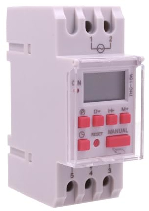 Interruttore Orario Digitale Settimanale, Orologio Timer Modulare su Guida DIN, 16 ON/OFF, Display LCD, Funzione Impulso e Countdown, Programmatore Luci Pompa Cancello, 2 Moduli da Quadro Elettrico