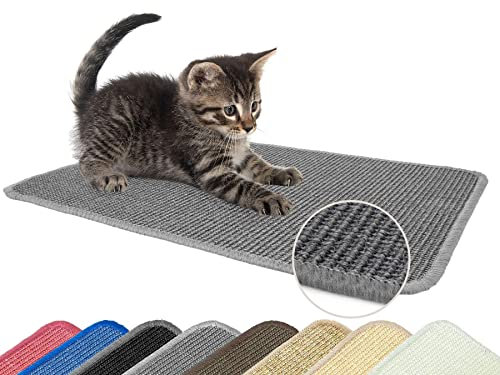 Primaflor Katzen-Kratzmatte - Grau, 67 x 140 cm, Rutschhemmende Sisalmatte für Krallenpflege, Robuster Kratzpad für Wand, Boden oder Kratzmöbel