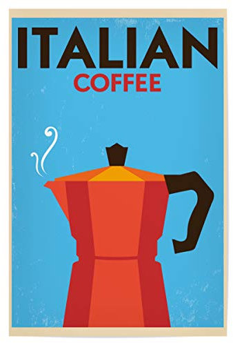 artboxONE Poster 90x60 cm Städte Retro Italian Coffee hochwertiger Design Kunstdruck - Bild Retro Design Italian