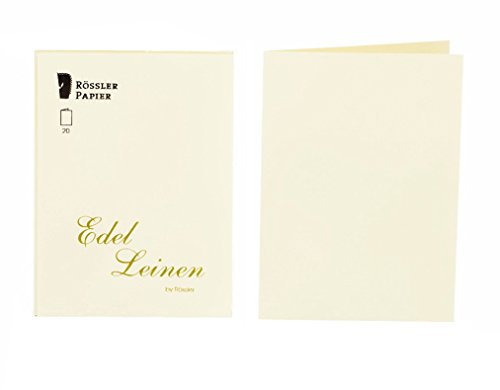 Rössler Papier 2160705802 - Edel Leinen - Doppelkarten-Pack DIN A6, 20 Stück, ivory