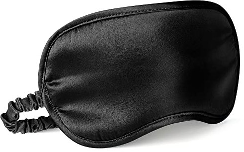 Lucusilk, maschera per dormire in seta di gelso con fascia elastica, morbida copertura per gli occhi per dormire notturni, viaggi, Napolino, colore: nero