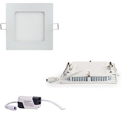 LED Panel Lampe Ultraslim Deckenleuchte Einbauleuchte Wandleuchte mit Trafo 230V 6W12W18W24W warmweiß/neutralweiß Rund/Eckig (6W Eckig Warmweiß)
