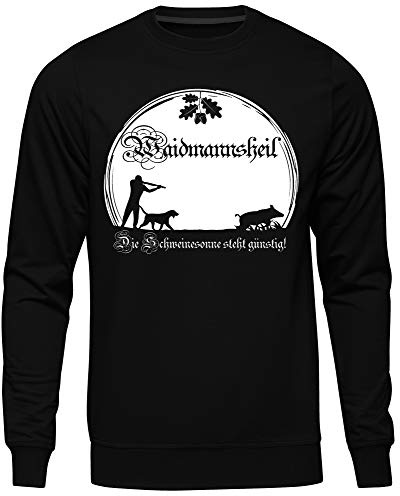 Uglyshirt89 Waidmannsheil Männer Herren Pullover | Jäger Jagd Förster Wildschwein Jagdbekleidung | M1 (XL)