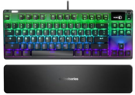 SteelSeries Apex 7 TKL Compact Mechanical Gaming Keyboard – OLED Smart Display – USB Passthrough and Media Controls – Linear and Quiet – RGB Backlit (Red Switch)