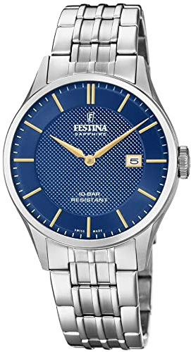 Festina Uhr Für Herren F20005/3 Swiss Made Silber Edelstahl Case SilberEdelstahl Band