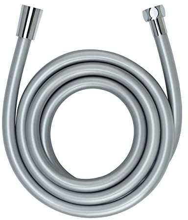 WENKO Design Duschschlauch Silber 175 cm, Brauseschlauch mit Verdrehschutz und Trinkwasserzulassung Manguera de ducha Design plata mate.