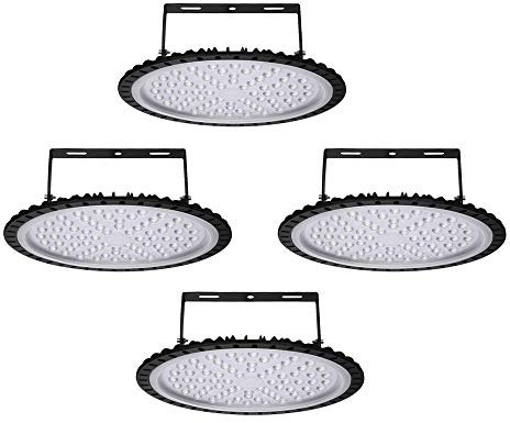 Sararoom Faretto a LED 300W, Proiettore LED da Esterno 24000LM Luce Bianca 6500K Illuminazione da Officina, Impermeabile IP65 UFO Faretti LED Industriale per Giardino/Garage/Parcheggi/Palestra,4Pack