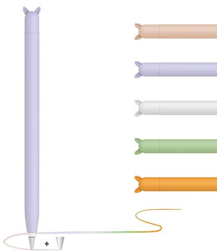 YINVA Apple Pencil Hülle Apple Pencil Case Netter Fall, Silikon Schön Weicher Stift Grip Griff mit Ladekappe Kappe und Pen Nib Spitze Schutzhülle (1.Generation, lila)