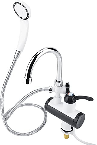 Chauffe Eau instantané Electrique, Robinet de température Réchauffeur de Cuisine Affichage instantané du Robinet de Chauffage du Distributeur d'eau Chaude et Froide + Pomme de Douche EU