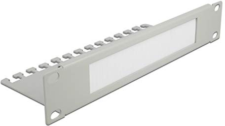 Delock 10″ Kabelmanagement Bürstenleiste mit Kabelabfangplatte 1 HE grau