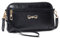 FULEI Ladies Small Black Crossbody Shoulder Bag, PU Leather Wristlet Clutch Phone Purse, Includes Adjustable Shoulder and Wrist Straps