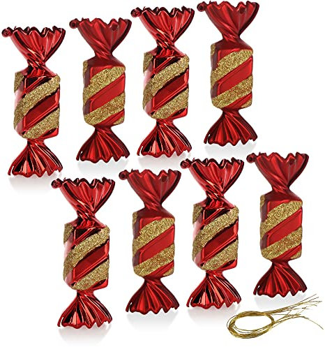 com-four® 8X Caramelle Ciondoli Albero di Natale - Caramelle Regalo Palla di Natale - Decorazioni per Albero di Natale a Forma di Caramella per la Decorazione