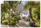ARTLAND Wanddeko Poster & Kunstdrucke Wandposter 90x60 cm Querformat Garten Pflanzen Palme Bäume Pavillon Meer Idyll Mallorca U3SL