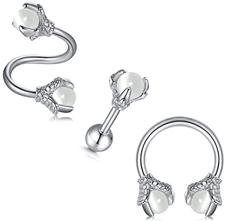 JFORYOU Drachenklaue mit synthetischem Edelstein Helix Knorpel Tragus Daith Forward Helix Ohrringe Piercing Schmuck für Frauen und Männer
