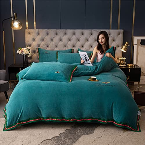 MAHPKYZ WeihnachtsbettwäSche,Luxus-PlüSch-Bettbezug-Set, Samt-BettwäSche-Set, Luxus-Blumen-King-Size-Bettbezug, Fleece-Bettbezug-BettwäSche-Set,Junge MäDchen Mutter Geschenk