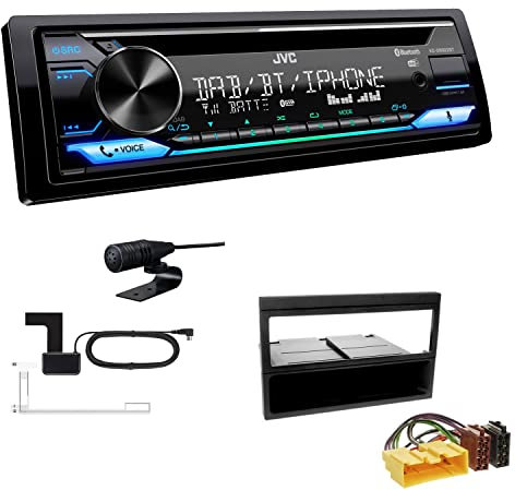 JVC KD-DB922BT 1-DIN Autoradio CD-Receiver Bluetooth DAB+ Digital Radio Einbauset passend für Mazda 323 VI Facelift 2000-2003 schwarz