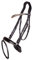 QHP Schwedische Trense Orlando Leder Lackoptik Strass Glitzer (Warmblut, schwarz/beige)