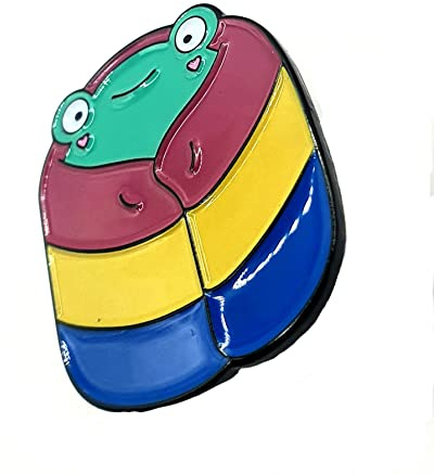 Pansexuelle Flagge, niedlicher Frosch, Decke, Metall, Emaille, Anstecknadel, Metall