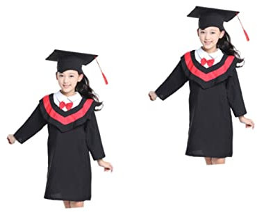 PACKOVE 2 STK Doktor Kapuzenkleid Massengeschenke Für Kinder Abiturmütze Kindergarten Quasten Kinder-Kits Mütze Und Kleid 2022 Akademischer Abschluss Abschlusskleid Schüler Kleinkind