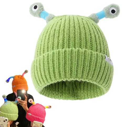 CHENRI Winter Parent-Child Cute Glowing Little Monster Knit Hat, Eltern-Kind leuchtende Monster Strickmütze, LED Beleuchtete Mütze, Lustige Beanie Mütze mit Licht Geschenk für Kinder und Erwachsene