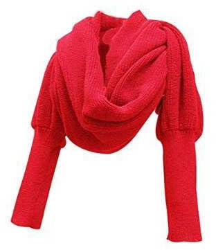 Gestrickte Schal mit ärmeln, Winter Warm Gestrickte Schal Damen Stricken Wickelschal Sweater Schal mit Ärmeln Schalumhang Cape Schal Stola Strick Wrap Schal Cape für Frauen Mode Poncho Schal mit Ärmel