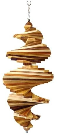 Dokkodo – Handgefertigtes Holzwindspiel für Garten & Balkon – Beruhigende Windspirale aus Holz | Hypnotischer Effekt | Natürlich & langlebig