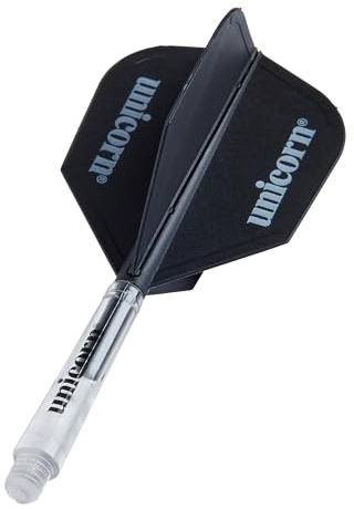 Unicorn Integrierter Dartschaft und Flight-System | X-Flight | Robustes Polycarbonat | mittlerer Vorbau | Standard 2BA Gewinde | Gesamtgewicht 1,80 g | Schwarz | 3er-Pack